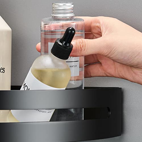 Hoshen Bathroom Storage Rack, Non-Perforated Toilet Wall, Triangle Wall, Bathroom, Space Aaluminum Toilet, Bathroom Storage, Long Black