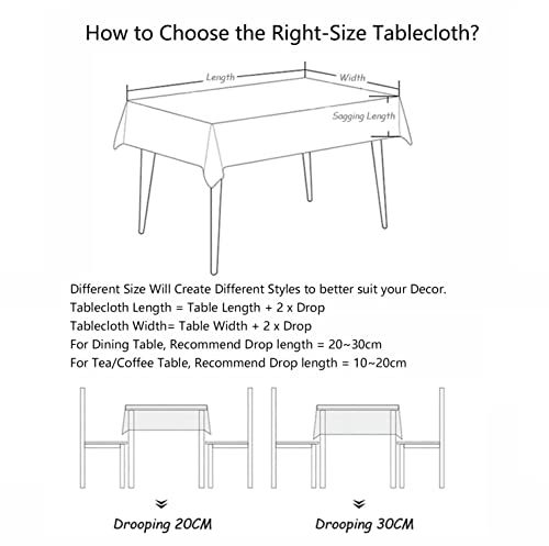 EHOMERY Table Cloth Girls Outdoor Tablecloth Clips For Wind Simple Solid Color Table Clothes Long Rectangle Tablecloth Polyester Cotton Linen Gra