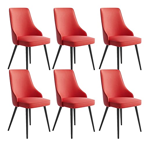 Kitchen Dining Room Furniture Chairs Dining Chairs Set Of 6 Living Room Side Chairs Water Proof PU Leather Kitchen Chairs with Metal Legs Kitchen