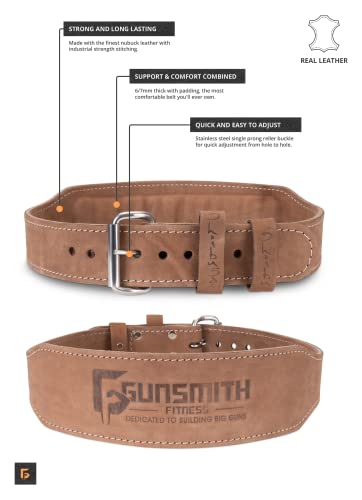 Gunsmith Fitness Weight Lifting Belt – Shibusa Genuine Leather Handmade Back Support Lifting Belts for Men & Women – Bodybuilding, Squats & Power