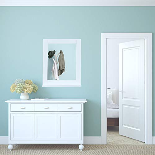 Relaxdays Wall Mirror with Shelf, Bathroom, Living Room, Hallway, Modern, MDF, Bathroom Mirror, H x W x D: 40 x 10 cm, White
