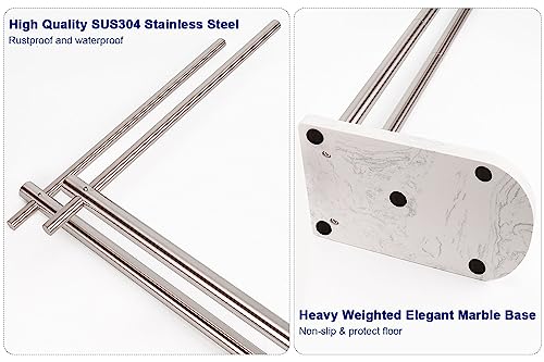 NearMoon Standing Towel Rack, Freestanding Double Towel Holder with Marble Base for Bathroom, Pool, SUS304 Stainless Steel (Brushed Nickel)