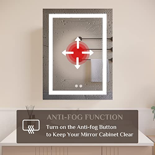 LIGMIRR 26×20 Inch Bathroom Medicine Cabinet with Lights, LED Medicine Cabinet with Mirror, Recessed or Surface Lighted Medicine Cabinet with Def