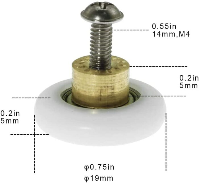 4X Replacement Shower Door Rollers/Runners/Wheels 19mm Diameter