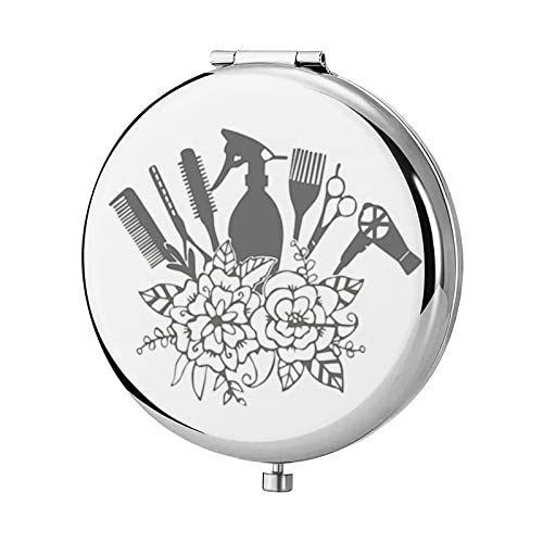 KEYCHIN Hair Barber Pocket Mirror Hair Stylist Gift Hairdresser Compact Makeup Mirror for Women Girls (Hair Barber Mirror)