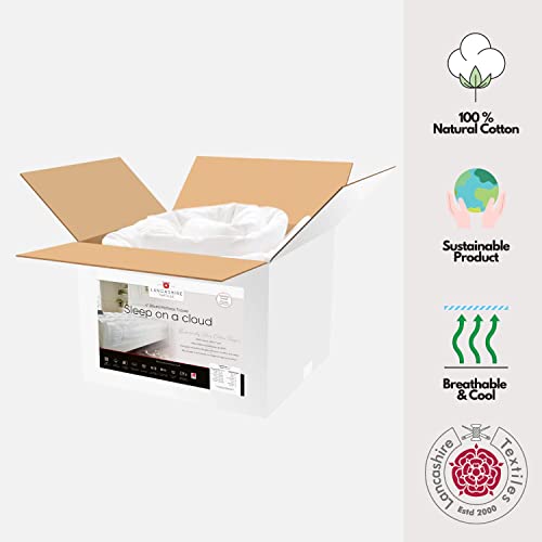 Lancashire Textiles Extra Thick 4 Inch Mattress Topper | Sleep On A Cloud Hollowfibre Filled 100% Cotton Extra Thick Mattress Topper | 230 Thread