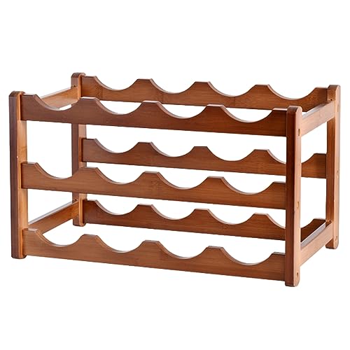 Tefola Bamboo Wood Horizontal Wine Rack for 12 Wine Bottles – 43 x 23.5 x 25 cm, Brown