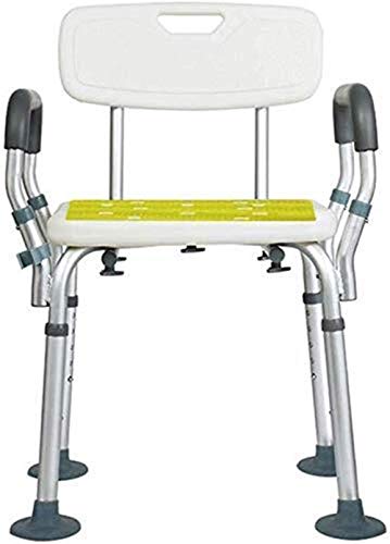 Bath Stools,Shower Stool Bathroom Chair with Armrests Bathroom with Armrests Aluminum Lightweight Adjustable Non-Slip Pregnant Pillow White Stock