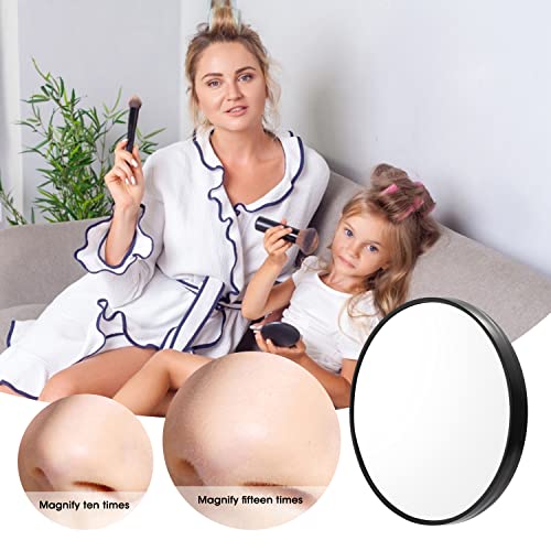 WUBAYI Magnifying Mirror Makeup Mirror, 10X Magnifier Compact Mirrors with 2 Suction Cups Round Pocket Mirror Travel Mirror for Shaving Makeup (3