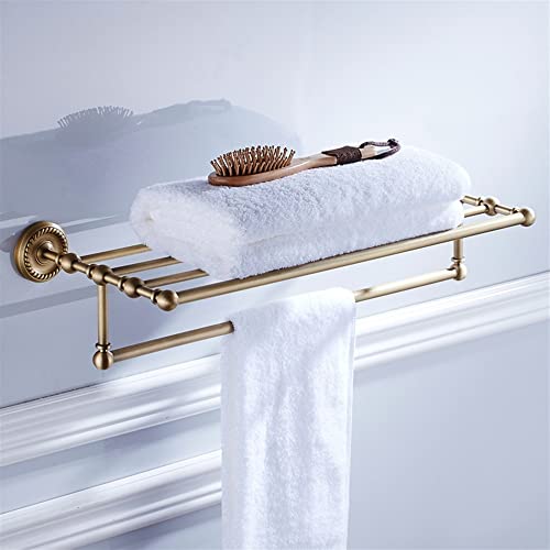 HIGOH Towel Racks,Bathroom Towel Rack Wall Mounted Towel Holder,Bathroom Brass Antique Towel Rack,Retro Bathroom European-Style Towel Shelf