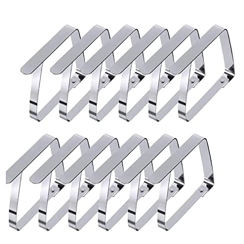 Menmamenma 12 Pack Tablecloth Clips Stainless Steel Adjustable Table Cloth Clip Outdoor and Indoor Table Cover Clamps Holder for Outside Party Pi