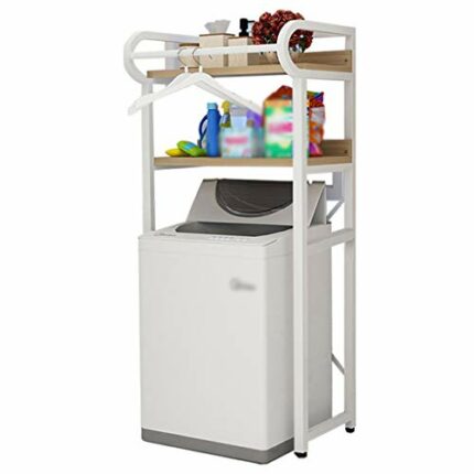 -Washer Storage Frames for Over Toilet Floor Standing 2-Tier Over The Clamshell Washinghine Storage Rack,with Clothes Rail,Shelf,Beastrong,for Ne