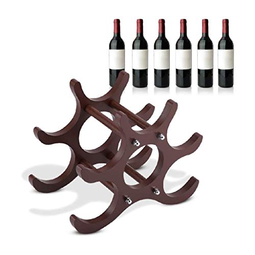 DLOETT Wooden Wine Rack- Stores Bottles of Wine - Sleek and Chic Looking - Minimal Assembly Required (Brown)