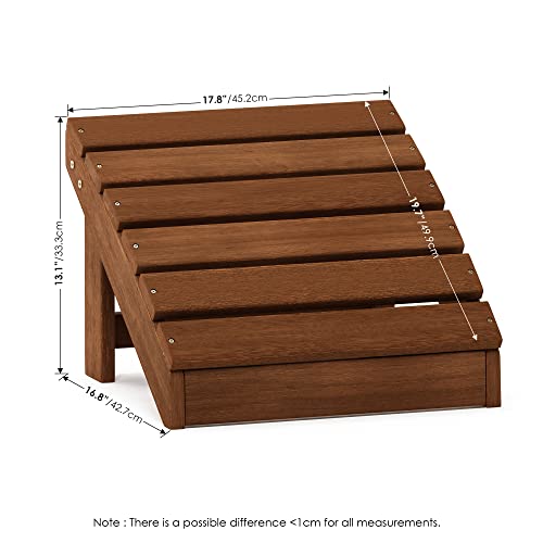 Furinno Small Hardwood Adirondack Footstool in Teak Oil, Wood, Natural, 45.21 (W) x 33.27 (H) x 42.67 (D) cm