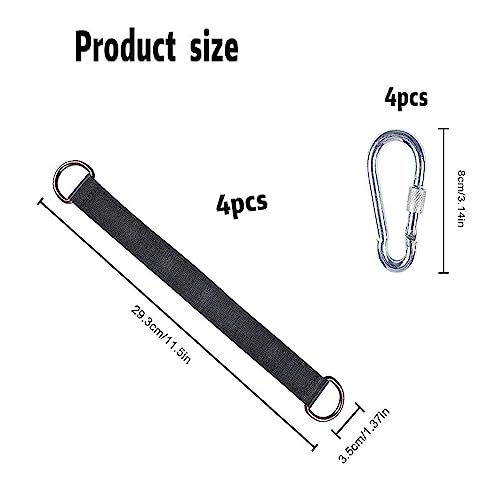 Qooloo Hanging Kit Straps, 4 pcs Swing Hanging Accessories, Swing Straps Hanging, Swing Attachment Hammock, Tree Swing Hanging with 4 D-Rings, Ho