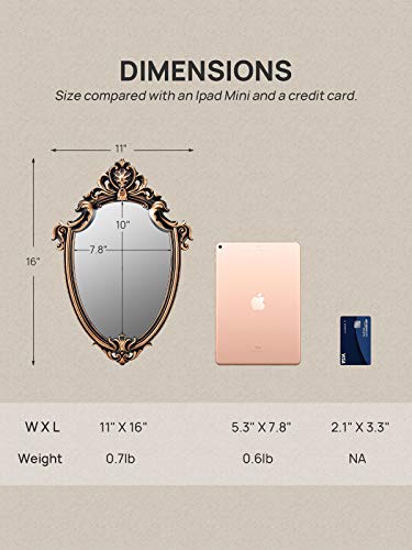 OMIRO Decorative Wall Mirror of Bronze Shield Shape, 41cm L x 28cm W