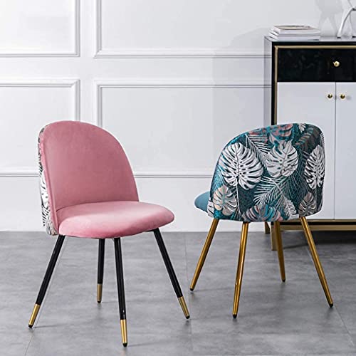 Kitchen Dining Chairs Flannel Embroidery Office Chair with Metal Legs Velvet Seat and Backrests,Living Room Lounge Chair (Color : Purple)