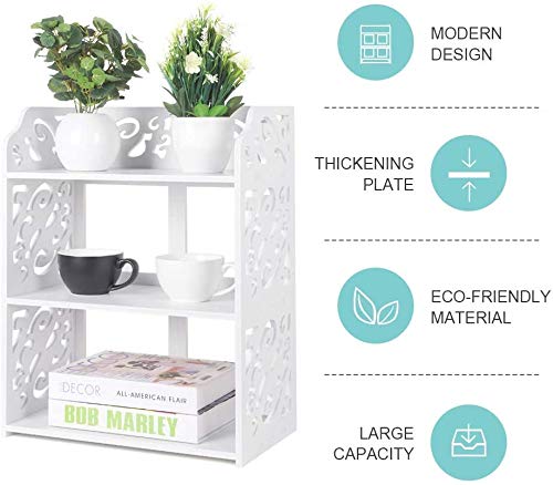 Shoe Rack White Floor Standing 3 Tiers Shoe Rack Bathroom Shelf Modern Carved Shoe Cabinet Storage Rack Organiser Shelf Unit for Entrance Hall Ba