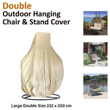 Premium Double Egg Chair Waterproof Cover Patio Hanging Chair, Heavy Duty, Windproof, Rip Proof, 600D Oxford 232 x 203cm with Lock and Zipper, Ga