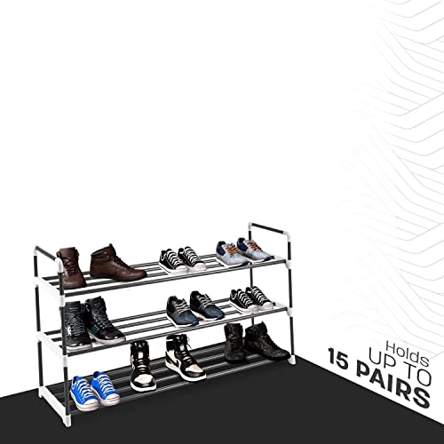 LILIKY 90cm Simple Assembly Household Affordable Free Assembly Storage Small Shoe Rack (Color : Schwarz, Size : 3 Tiers)