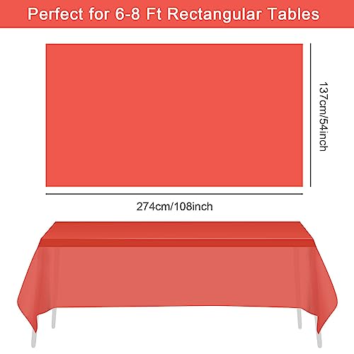 HXMJIED Rectangle Red Table Cover, 137 x 274 cm Party Rectangle Tablecloth, Wipeable Red Table Cover for Indoor or Outdoor Picnic, Baby Shower, W