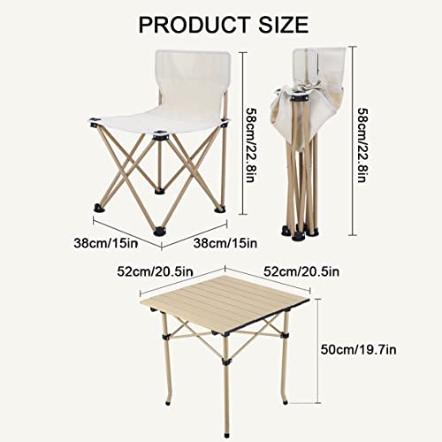 FMXQYH Camping Chair Folding Outdoor Patio Furniture Sets, 5 Piece Foldable Patio Table and Chairs, Portable Backpacking Chairs for Lawn Concert