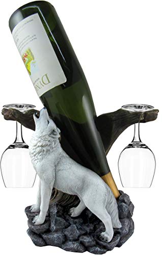 DWK "Liberation & Libations Bald Eagle Wine Bottle Holder with Wine Glasses (3 Piece Set) | Kitchen Accessories and Wine Bar Decor | Tabletop Win