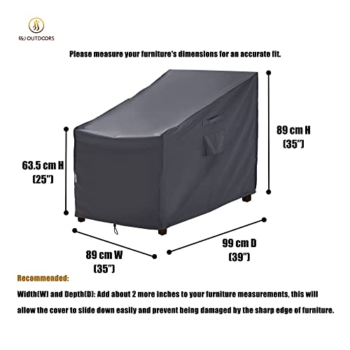 F&J Outdoors Garden Chair Covers, 2Pack 89x99x89cm Deep Seat Lounge Chair Rocking Chair Adirondack Chair Cover Waterproof UV Resistant Outdoor Fu