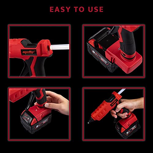Mellif 100W Cordless Hot Glue Gun for Milwaukee M18 li-ion 18V Battery Powered with Full Size 11mm Sticks(No Battery Tool Bare)