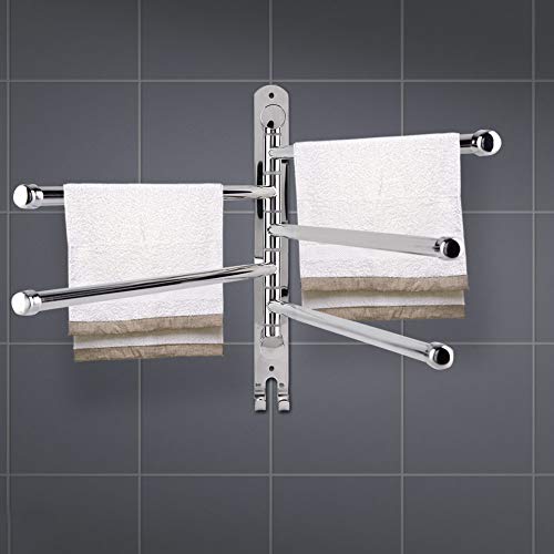 Cafopgrill Stainless Steel Bath Rack Wall Mounted Towel Rack Holder with Extra Long 2/3/4/5 Swivel Bars, Rotating Towel Holder for Kitchen, Bathr