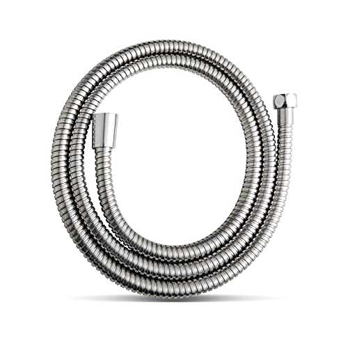 OFFO Shower Hose,Stainless Steel Replacement High Pressure Shower Pipe Anti-Kink Shower Hose for Bath Taps Chrome,1.5m