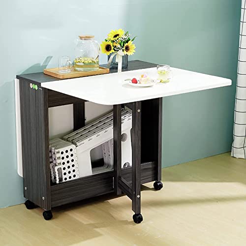 DISHENGZHEN Movable Folding Dining Table, Drop-Leaf Kitchen Island on Wheels Utility Storage Cart for Kitchen, Simple Modern Multifunctional Exte