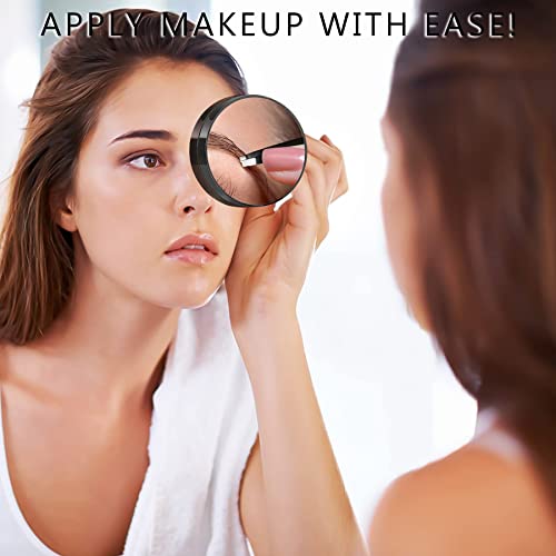 Magnifying Makeup Mirror Compact 10X 15X Eyebrow Mirror Small Mini Tiny Travel Magnifying Mirror with Suction Cups,2Pcs