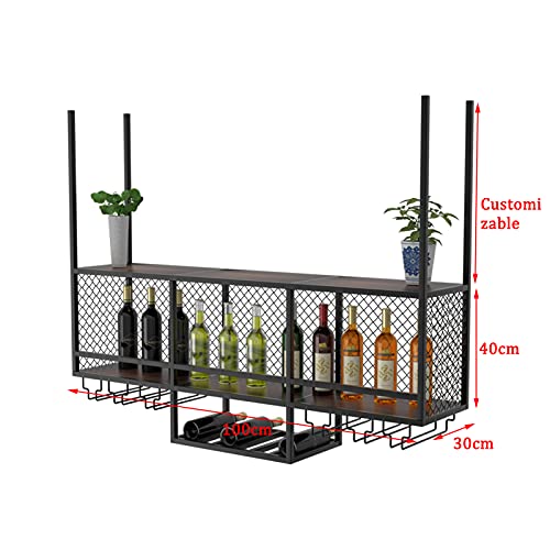 KEppd Wine Rack Wall Mounted - Ceiling Hanging Wine Glass Rack European Style Wine Bottle Holder Decoration Stemware Goblet Shelf for Bars