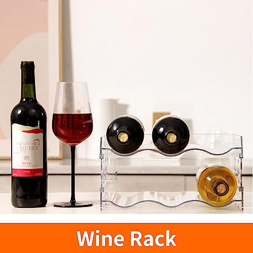 JMIATRY 4 Pack Water Bottle Storage Organiser, Stackable Water Bottle & Wine Storage Holder, Plastic Water Bottle Holder for Cupboard and Kitchen