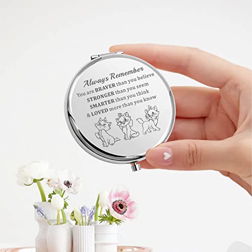 KEYCHIN Marie Pocket Mirror Marie Cat Movie Fans Gifts You are Braver Stronger Smarter Than You Think Compact Makeup Mirror for Women Girls Teena