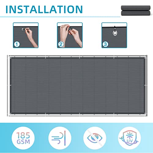 HENG FENG Balcony Screen Privacy Protection 90X300cm HDPE UV Protection Wind Resistant for Garden Patio with Cable Ties,Anthracite