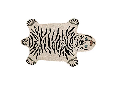 Fisura - Shaped entrance mat. Original Coconut doormat with PVC anti-slip backing. Measurements: 70 x 40 cm. (Tiger, white)