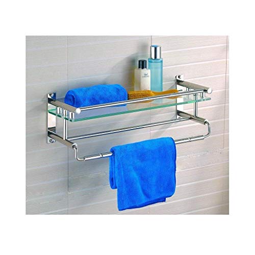 KNOXC Towel Racks,Bathroom Shelf with Rail,Stainless Steel Bathroom Rectangular Shower Caddy Basket Organizer Wall Mounted Bathroom Towel Rack
