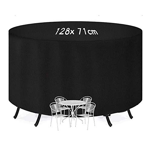 KANOSON Garden Table Cover, Round Garden Furniture Covers, Waterproof, Heavy Duty, Windproof Circular Patio Set Cover, Large Rip Proof 210D Oxfor