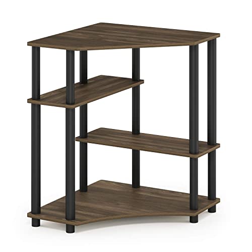 Furinno Turn-N-Tube Space Saving Corner Desk with Shelves, Espresso/Black, 79 (W) x 72.4 (H) x 57.2 (D) cm