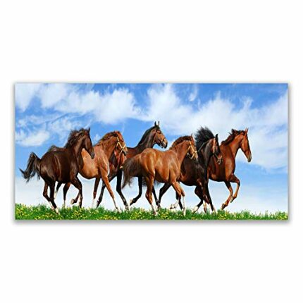 Tulup Glass Splashback for Kitchen - 55.1 in x 27.6 in / 140x70 cm - Cooker Wall Protection Tempered Glass - Horses Animals