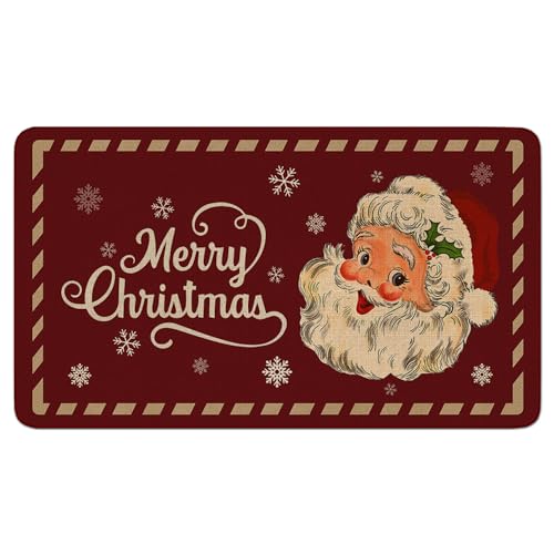 Red Christmas Welcome Doormat for Indoor/Outdoor Entrance Cute Snowman Let It Snow Decoration Door Mat Merry Xmas Kitchen Door Floor Mat Bedroom