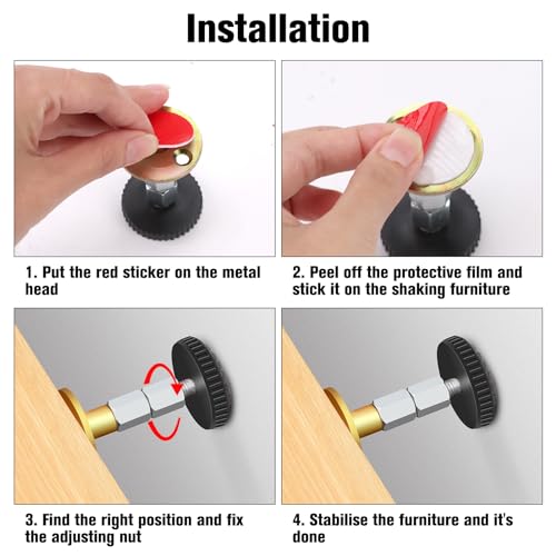 IBEIKE Adjustable Threaded Headboard Stoppers for Bed - 4pc Anti-Shake Bed Noise Stoppers, Prevent Rocking Headboard Pad Stabilizer Bumper for Ho