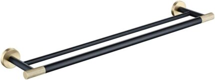 XHALERY Double Towel Bar, bathroom towel rack Brass and 304 Stainless Steel Towel Rails Heavy Duty Towel Holder Wall Mounted Towel Storage Rack f