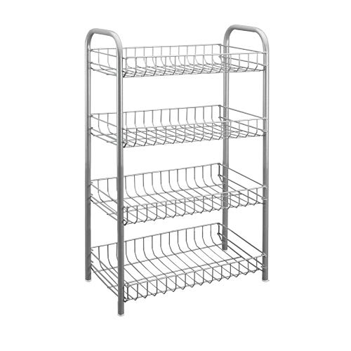 Metaltex Monaco 4-Tier Storage Rack-Multipurpose Shelf for Home Including Kitchen, Bathroom, Office and Garage-Silver, 41 x 23 x 80 Centimetres,