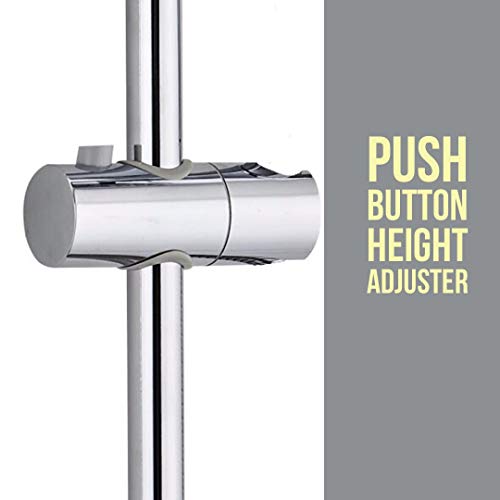 Keenware Chrome Shower Riser Rail with Push Button Adjustable Bracket; 700mm