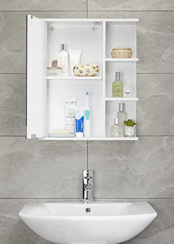 House & Homestyle Lambeth Single Door Mirrored Cabinet, Engineered Wood, White, One Size