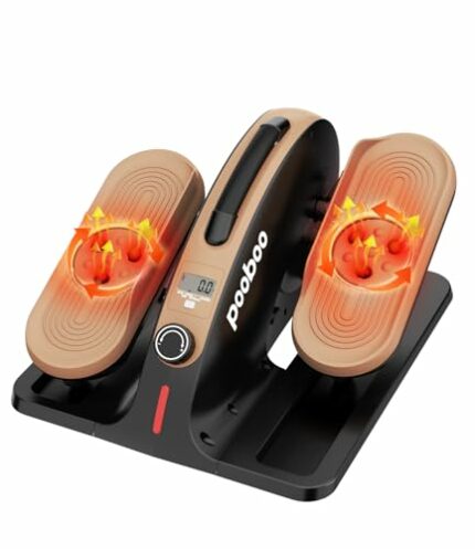 pooboo Under Desk Elliptical with Foot Massage Pedal Seated Elliptical Machine with Quiet & Compact Mini Elliptical Machines for Home Use Seated