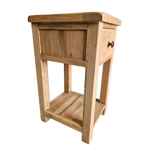 GROFurniture 1 Drawer Oak Bedside Cabinet - Solid Oak Bedside Table - Solid Oak Furniture - Oak Nightstand or Lamp Table - Fully Assembled
